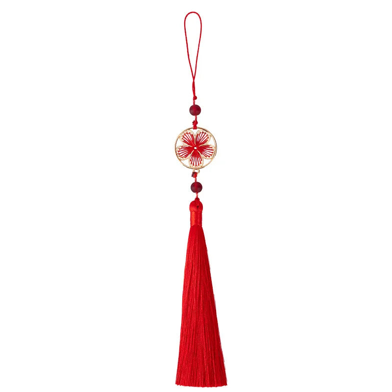 Chinese Ancient Style 14cm Long Tassel Fringe Fan Pendant Clothing Tassel