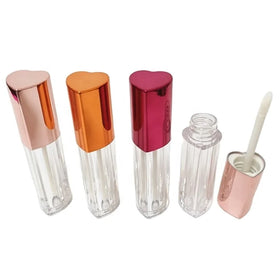 5ML Lip Gloss Tubes Cute Heart Shape Rose Gold Plastic Empty Lip Glaze Bottle Packaging Lipgloss Containers