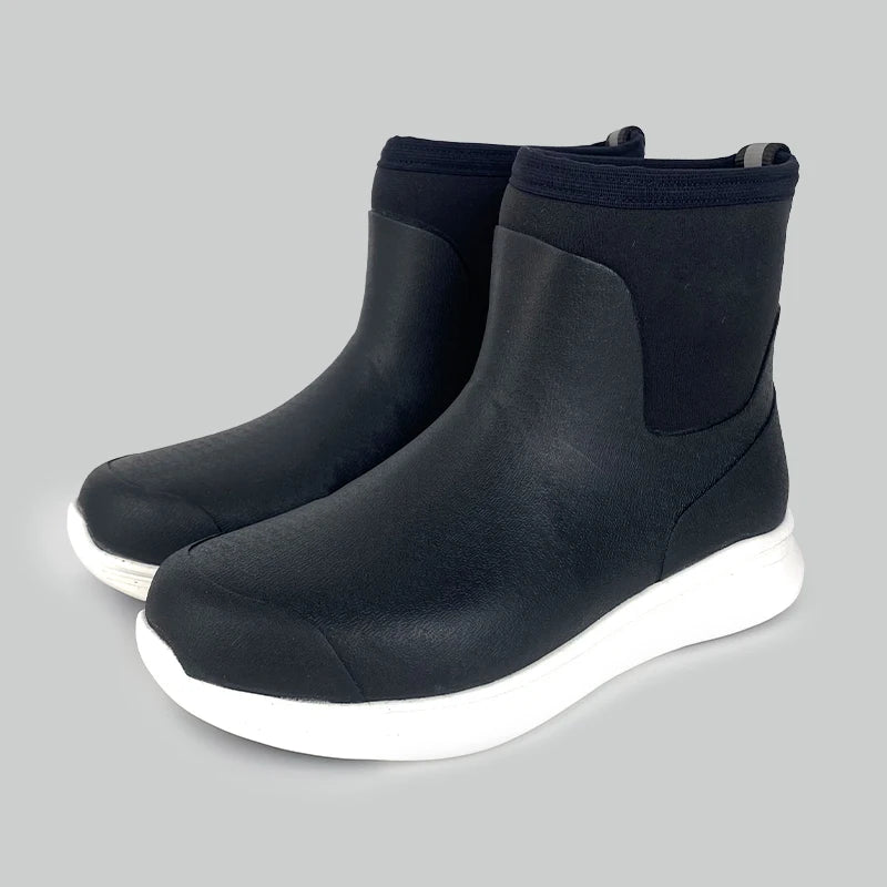 Wholesale Black Mid Ankle Waterproof Neoprene Rubber Women's Wellington Rainboots Autumn/Spring/Summer Lightweight Anti-Slip EVA