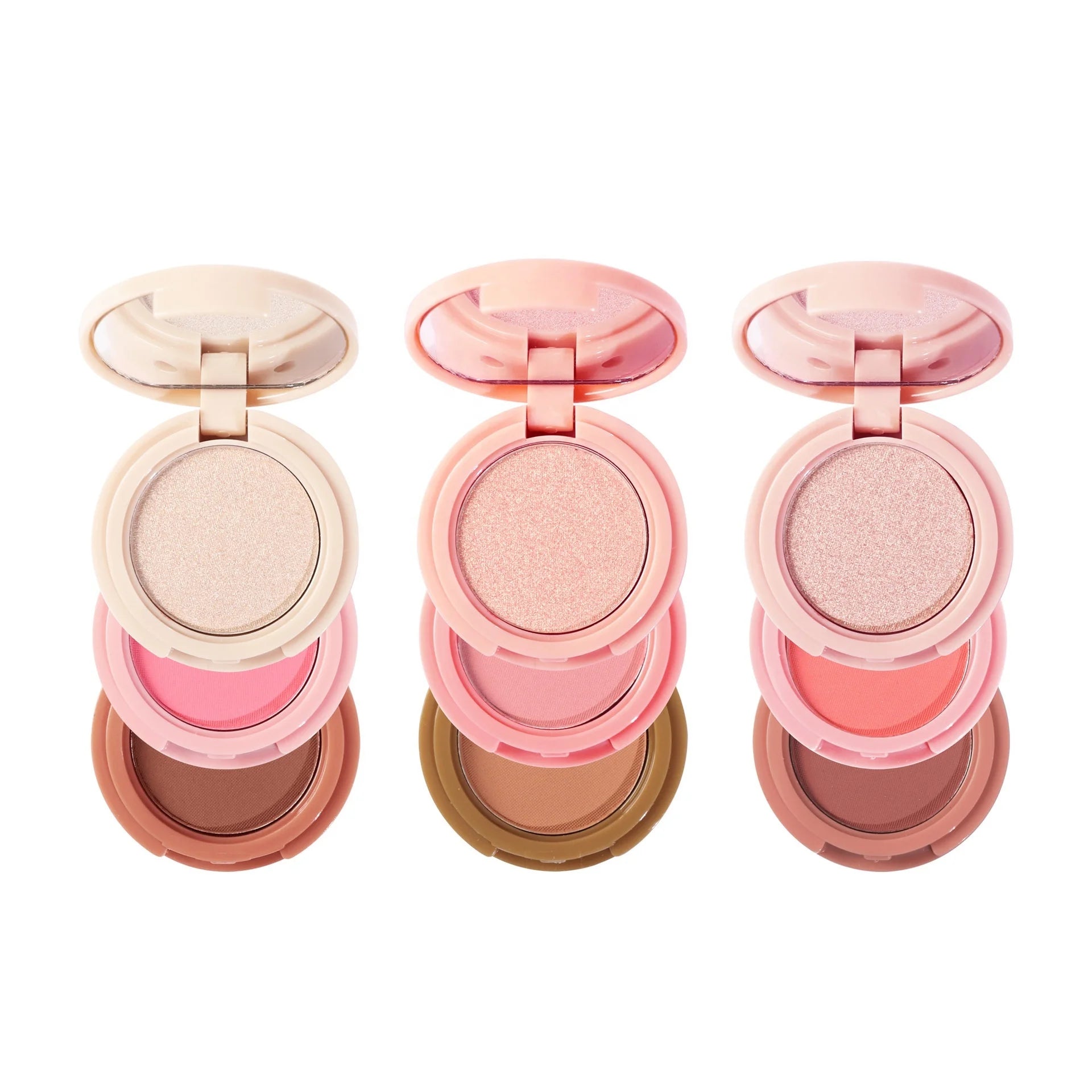 Wholesale Face Makeup Pink Color Blusher Pressed Powder Long-lasting Waterproof Highlighter Bronzer Eye Shadow Blush Palette