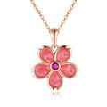 Custom 18K Rose Gold Plated Enamel Flower Pendant Necklace 925 Sterling Silver for Women and Girls