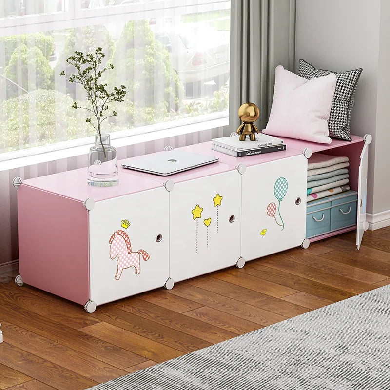 2022 Hot-Selling 4 Cube Floor Wardrobe Cabinet Small Storage Combination for Bedroom Balcony Living Room Furniture Bay Window