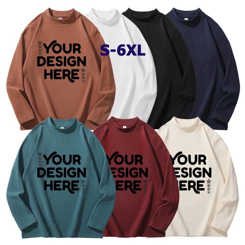 DOVEARK Customized 92.9%Polyesterren 7.1%Spandex S-6XL Winter Half Turtleneck Double Sided German Velvet Long-Sleeved T-shirt