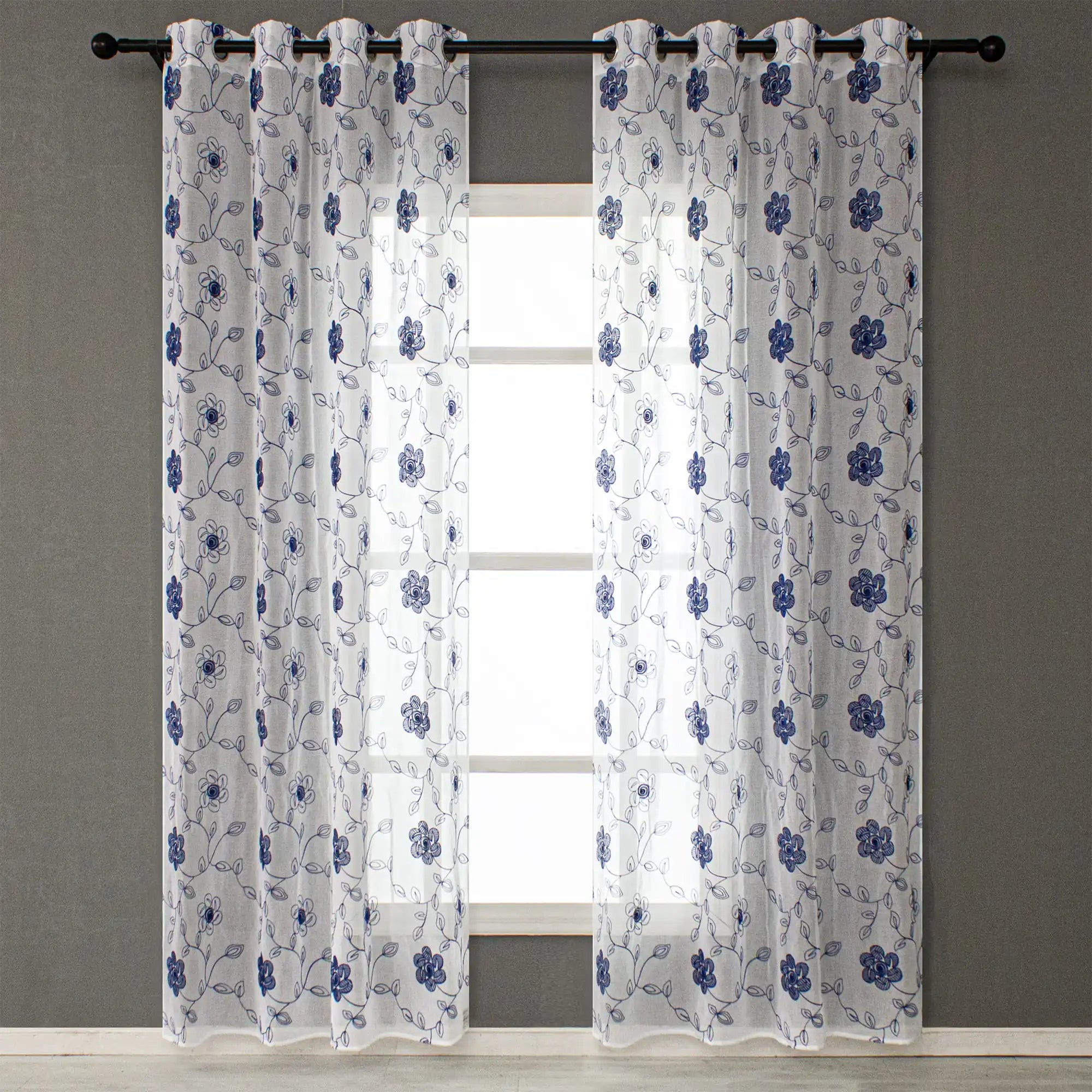 Custom Floral Embroidered Sheer Drapes for Home Fancy Window Decor Living Room Rideau Voilage Tulle Curtains & Valances