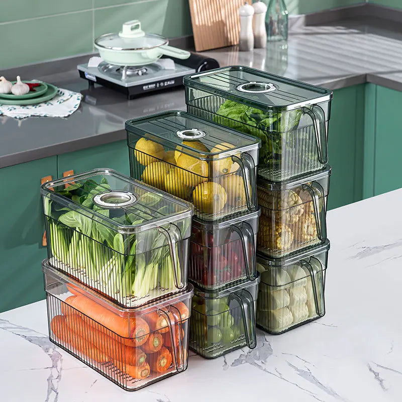 PET Refrigerator Storage Box Transparent Sealed Storage Box Drawer Type Kitchen Fruit Food Vegetable Preservation Box
