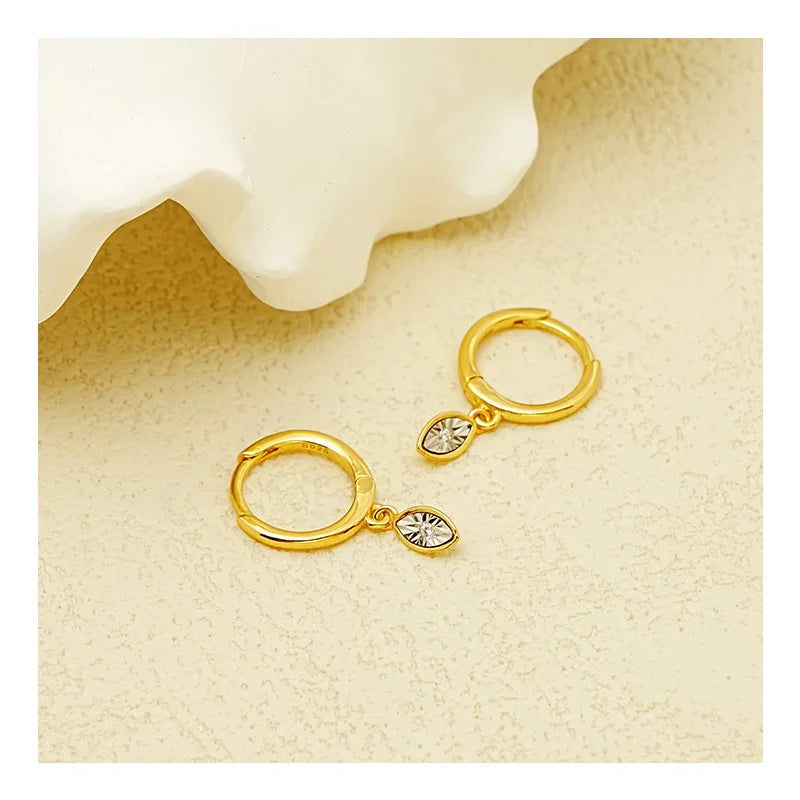 Bulk in Stock S925 Sterling Silver Earrings Small Fresh Leaf Design Micro-diamond-studded Stylish commuter Earrings