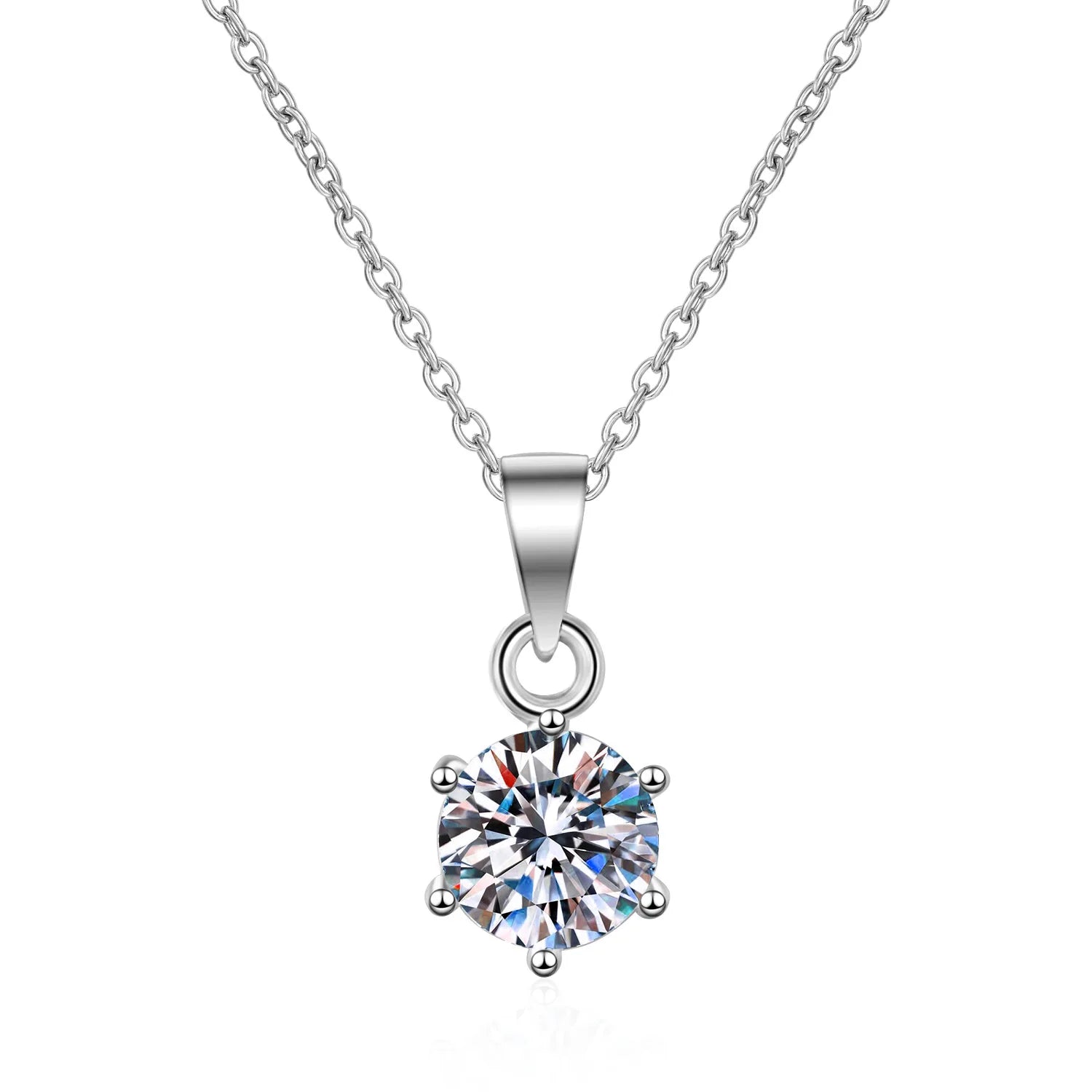 Wish Jewelry 0.5/1/2/3/5ct Moissanite Necklace Jewelry S925 Sterling Silver White Gold Plated Diamond Pendant Necklace