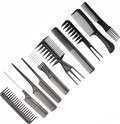 Professional 10 Piece  Heat Resistant Black Salon Hair Styling Hairdressing Plastic Barbers Brush Combs Set for  Barber