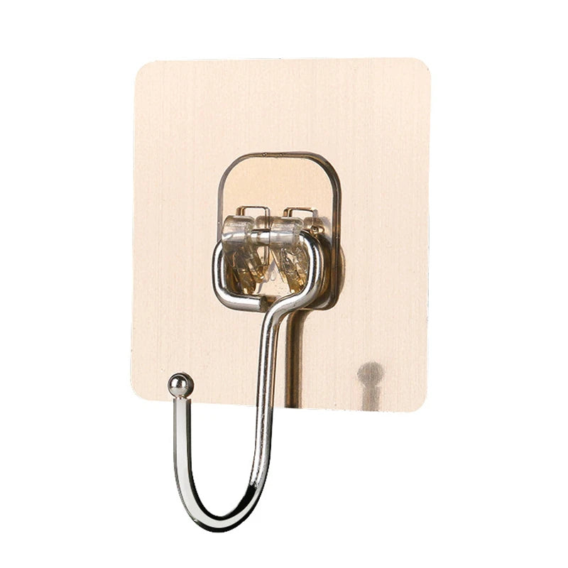 Brushed Metal Hook Waterproof Self Adhesive Traceless Wall Sticky Hook Hanging Wall Hooks for Bathroom Office Kitchen
