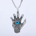 Wholesale Gold Silver Plated Charm Heart Hasma Fatima Hands Pendant Woman Men Crystal Blue Turkish Evil Eye Necklace Jewelry