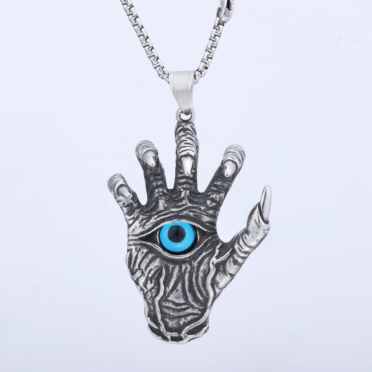 Wholesale Gold Silver Plated Charm Heart Hasma Fatima Hands Pendant Woman Men Crystal Blue Turkish Evil Eye Necklace Jewelry