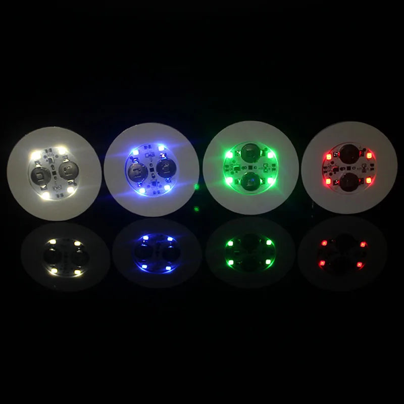 2022Led Bottle Drink Coasters Light With Adhesive Sticker Colorful Light Mini Led Cup Coaster