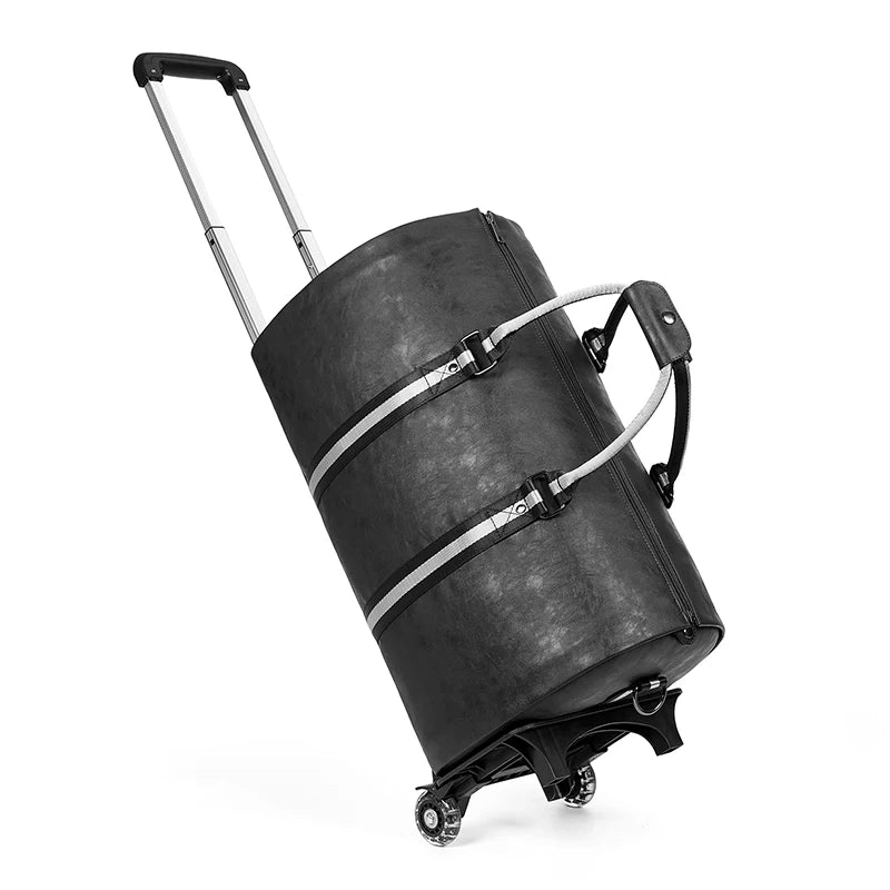 Wholesale PU Leather With Wheels Luggage Travel Bag Business Waterproof Suit Bag Men Duffel Travelling Bag