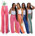 Women's Side Stiped Sweat Pants Fashion Color Block Streetwear Sweatpants Straight Loose Casual Wide Leg Pants & Tourse