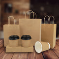 Factory Price Richer Recyclable Kraft Paper Bag Twisted Handle Customizable Colors Logo Printed Food Pizza Milk Sushi Shopping