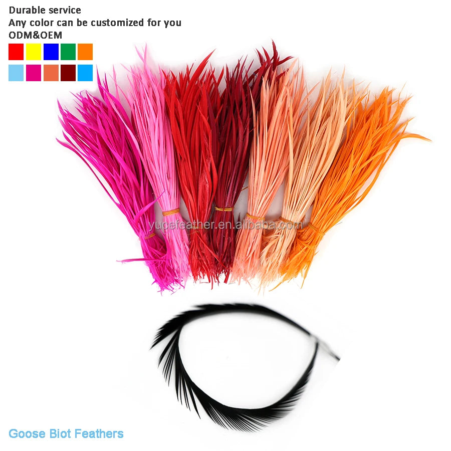 Factory Cheap Sale Goose Biot Feathers 6-8\" 15-20CM Dyed Goose Feathers for Crafts Fly Fishing Fly Tying Quick Shipment