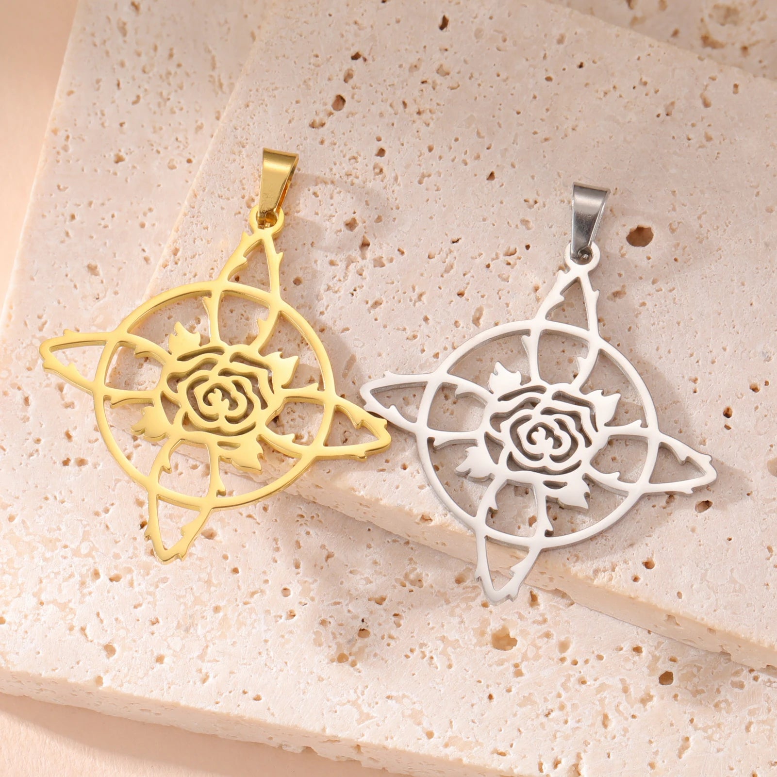 Vintage Stainless Steel Witch Knot Charm Real Gold Plated Hollow Witch Knot Pendant Accessories Charm for Necklace Bracelet
