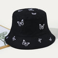 New Coming Summer Butterfly Embroidery Reversible Bucket Hats Sun Brim Hat for Women Men