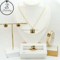 Real Pearl Jewelry Italian Stainless Steel Gold Plated Dubai Stone Design Vintage Style Zircon Women Jewelry Girl Gift Sets