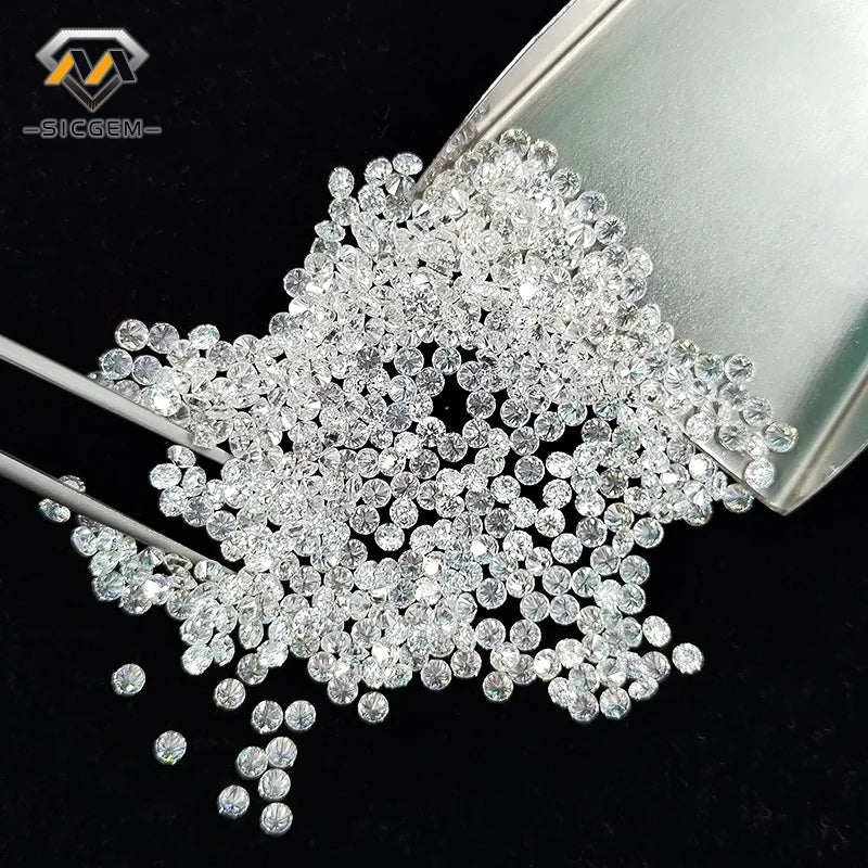 SICGEM Synthetic Lab Created White Moissanite Loose Gemstones 0.7mm-2.9mm Color Play/Fire for Jewelry Making