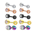 Factory Direct Stainless Steel Cylindrical Geometric Earrings with Diamonds Mini Studs Earrings Ear Bone Puncture Jewelry
