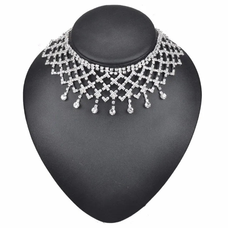 Mesh Fringed Full Diamond Necklace Personality Versatile Model Catwalk Sexy Necklace