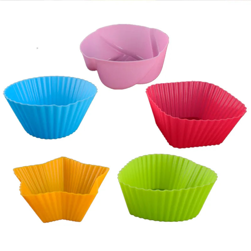 BPA Free Food Grade Silicone Cupcake Molds-Includes Round Rectangle Square Flower Cake Tools