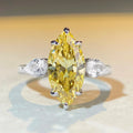 New Silver S925 Fine Jewelry 5A Cz Cubic Zirconia Gold Marquis Solitaire Personalized Wholesale Price Wedding Silver Rings