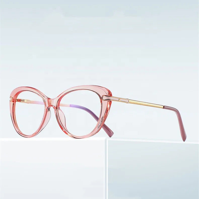 Jiuling Eyewear China Manufacturer Tr90 Colorful Frame Spectacles Metal Legs Glasses Cat Eye Anti Blue Light Eyeglasses Frames
