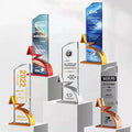 Crystal Glass Trophy Metal Gold Silver Bronze Award Enterprise Employee Annual Meeting Award Sublimation Crystal Trophy