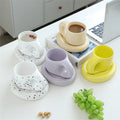 2022 Handmade Pot Belly Speckled Unglazed Bottom Fat Splash Ink Ceramic Mug Saucers Ceramic Porcelain Mug Big Ears Handle
