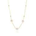 Fashion Simple Personality 14K Gold 8 Pearls Ladies Stainless Steel Flower Necklace and Bracelet Jewelry Set
