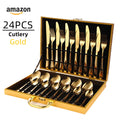 Party Wedding Gold Restaurant Stainless Steel Cutlery 24pcs Set With Case