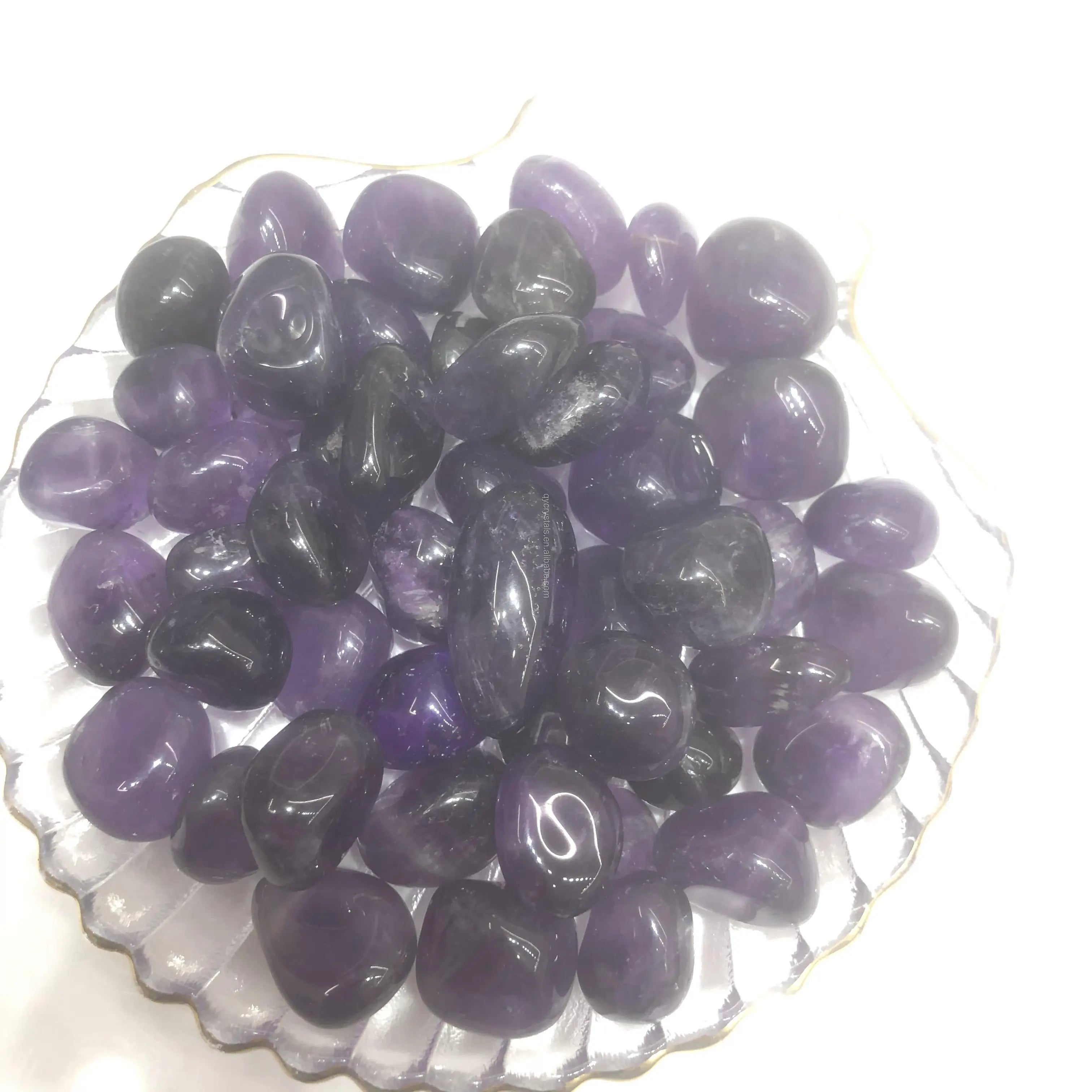 Wholesale High Quality Dark Uruguay Amethyst Tumble Fengshui Reiki Quartz Crystal Tumbled Stone for Decoration