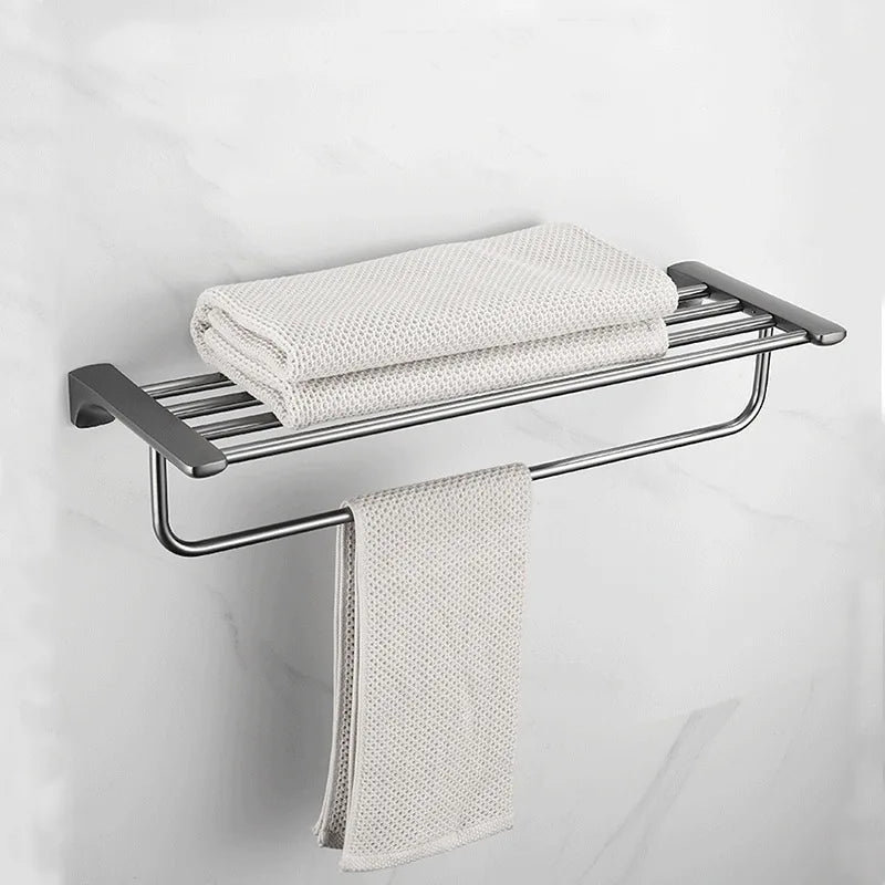 KEGAO Stainless Steel Modern Towel Rack 60cm Wall-Mounted for Bathroom Use Gun Grey