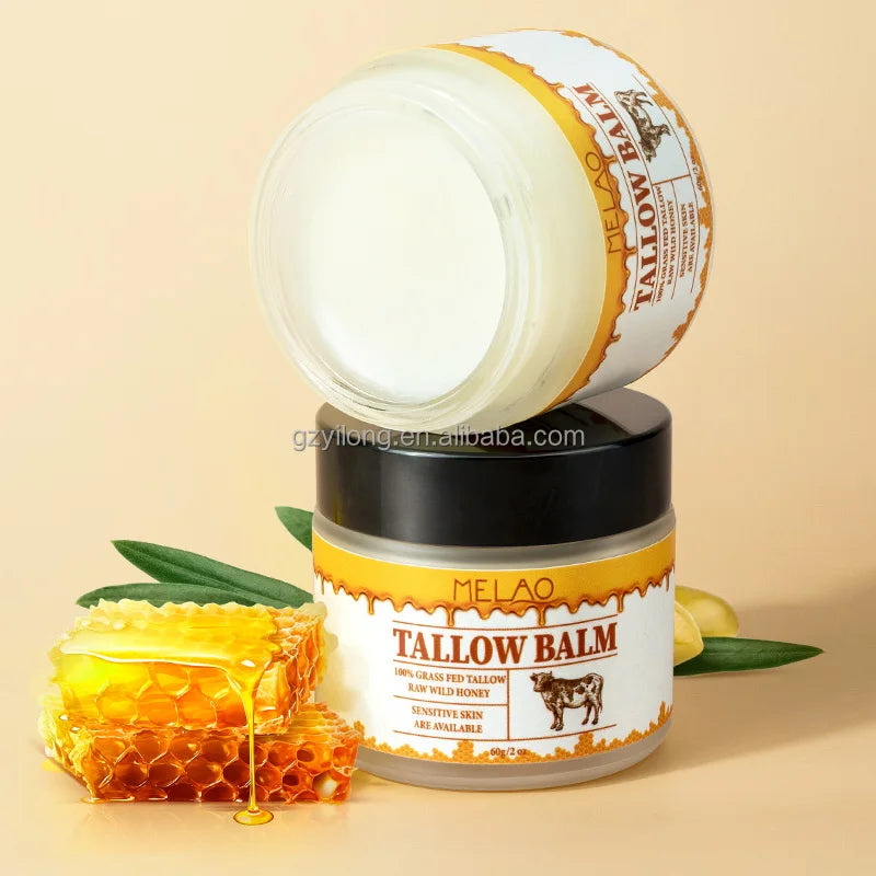 MELAO Anti Aging Grass Fed Beef Tallow Balm Moisturizer for Skincare Repairs Damaged Tissues Skin Radiance Beef Tallow Balm Oem
