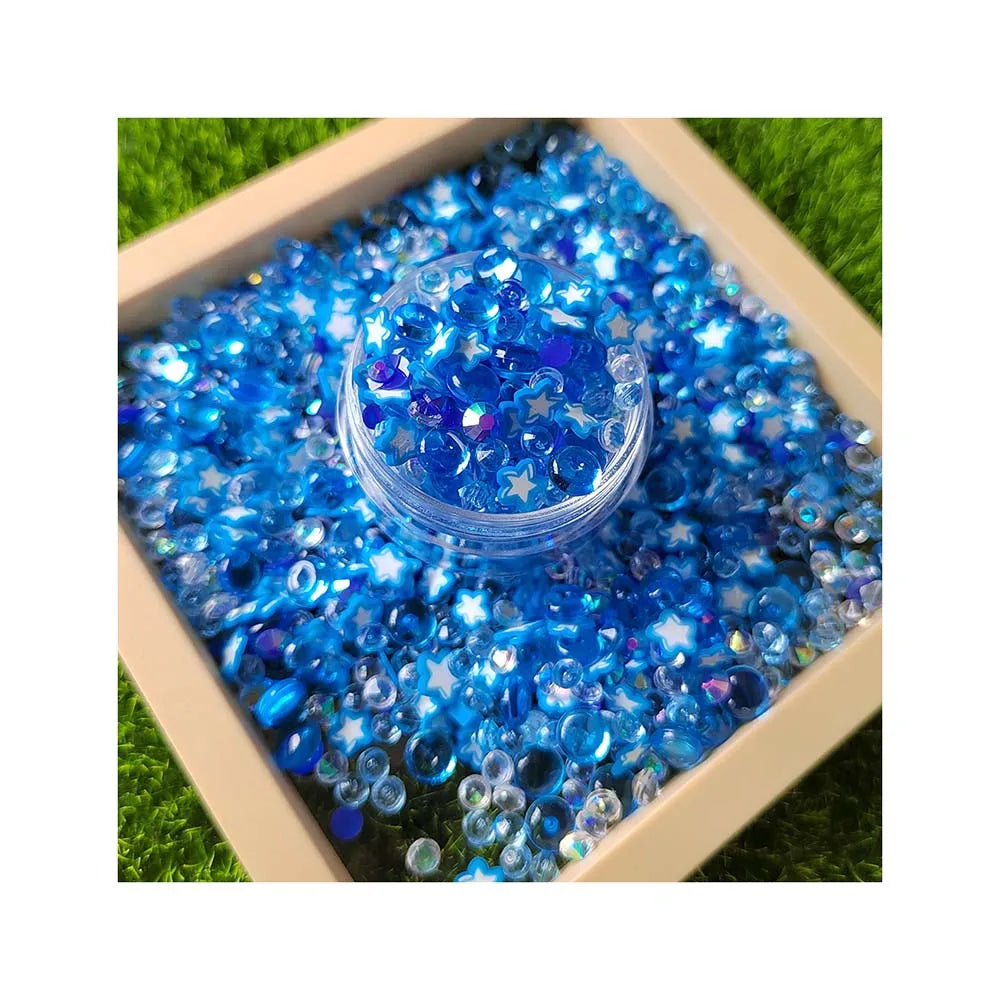Blue Polymer Clay Confetti Mixed Fishbowl Beads Diamonds Clay Star Slice Sprinkles for Nail Art Phone Case Holiday Party Decor
