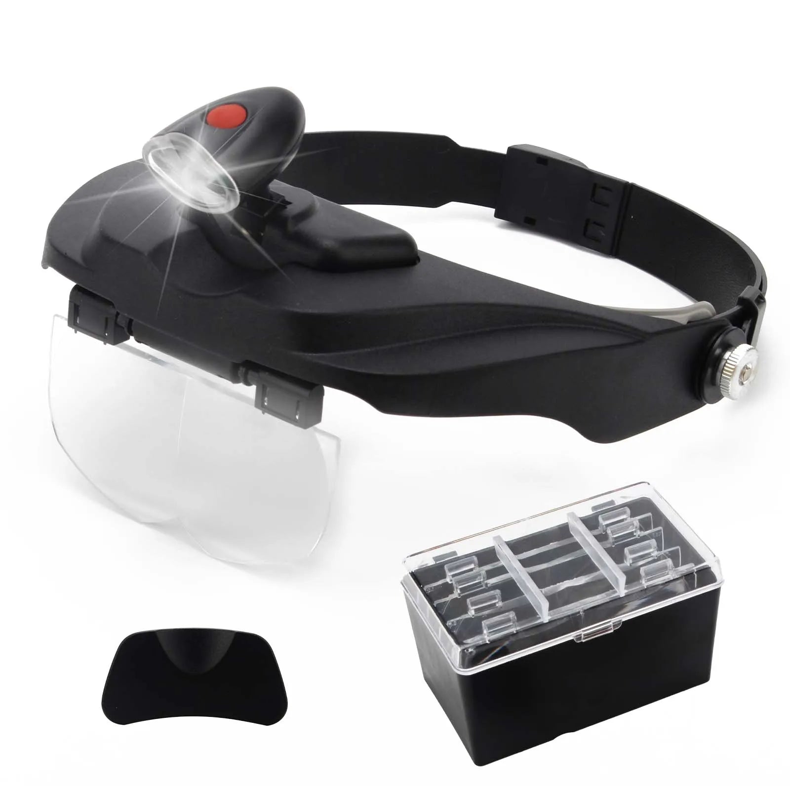 Boasta Headband Magnifier with LED Light 1.2/1.8/2.5/3.5X Adjustable Hands-Free Headset Jewelry Repair Model Making Craft Work