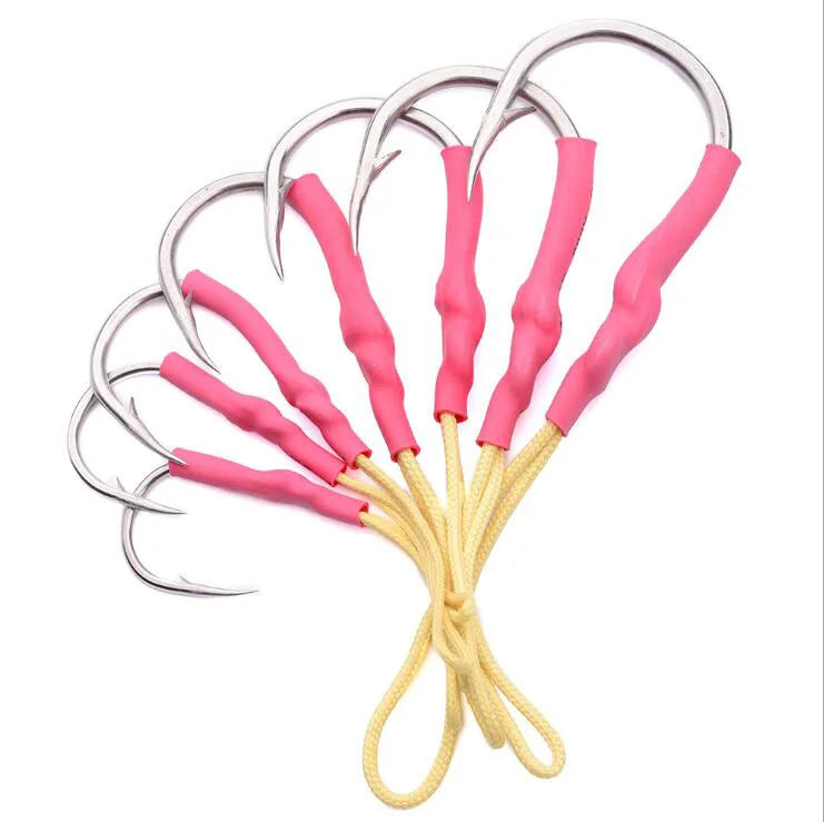 WEIHE 7sizes 5pcs/bag  High Carbon Steel Fishing Single Hook Fishing Assist Hooks with Barb