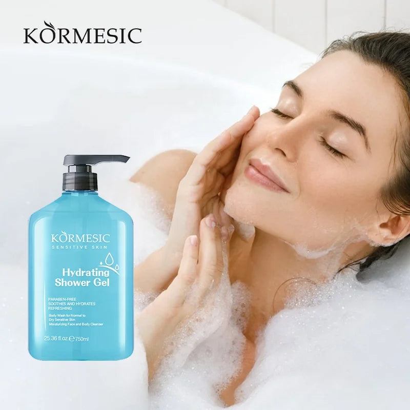 Private Label KORMESIC Sensitive Skin Hydrating Shower Gel Moisturizing Face and Body Cleanser