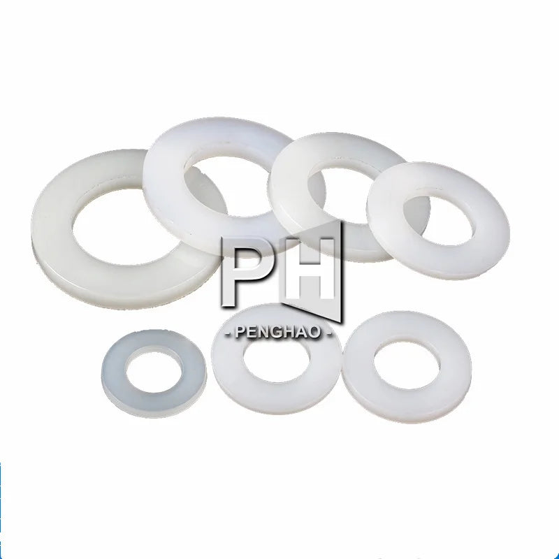 White Plastic Nylon Washer Flat Spacer Seals Washer Gasket Ring M3 M3.5 M4 M5 M5.8 M6 M8 M10 M12 M14 M16 M18 M20