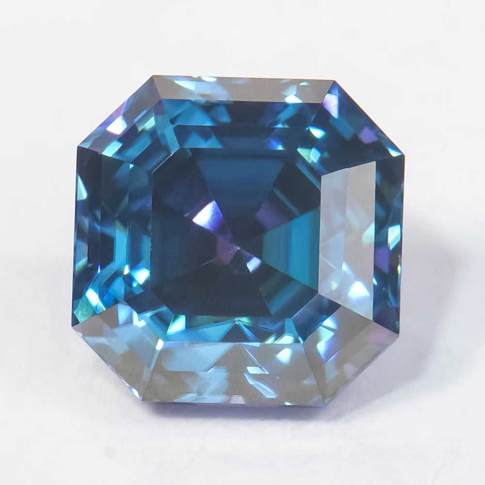 Wholesale Bulk Synthetic Flawless VVS1 0.5-8 Carat Royal Blue Colored Stone Loose Square Asscher Cut Moissanite Color Play Fire