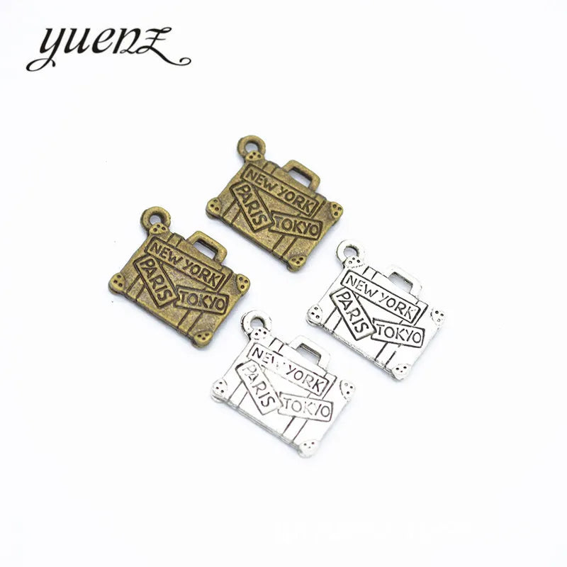YuenZ Metal Suitcase Charms Pendants for Jewelry Making DIY Handmade 13*17mm J307