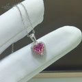Silver 925 Original 2 Carat Brilliant Cut Diamond Test Past Pink Heart Shaped Moissanite Pendant Necklace for Women Fine Jewelry