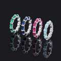 925 Sterling Silver Stackable CZ Cubic Zirconia Ring 6x4mm Oval-Cut Eternity Band Classic Rhodium Plated for Wedding and Party