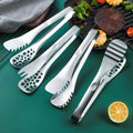 304 Stainless Steel Kitchen Tools Set Steak Food Clip with Hollow Filter Oil Design Barbecue Buffet Hot Clip for Cooking Use