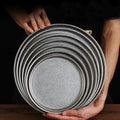 Korean Style Vintage Dinner Plates Stainless Steel Dining Plate Old Design Serving Dishes Cake Tray Western Steak Round Tray