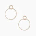 925 Sterling Silver Minimalist Thin Double Circle Pave Hinge Hoop Earring 18k Gold Plated