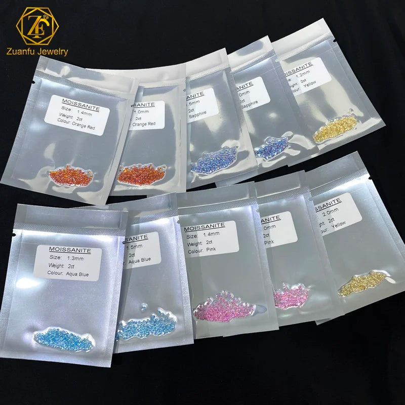Wholesale Price Loose Moissanite Diamond Melee Size Best Quality 1MM to 3MM Pink YellowRed Blue Colorful Moissanite