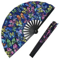 FAREA 33cm NEW ARRIVAL UV butterfly Mushroom Folding Fan UV Glow Clack Fan for EDM Music Festival Club Event